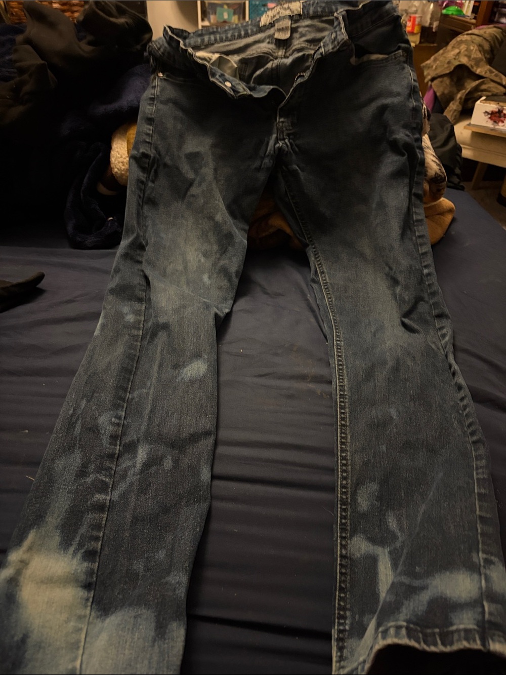 PD&C Men's Washed Dark Blue Bootcut Jeans